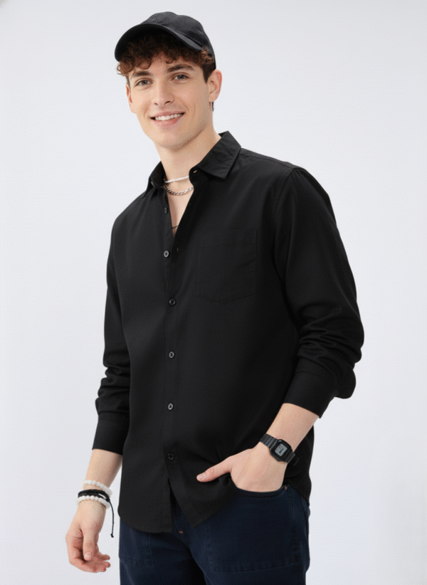 Classic Black Cotton Shirt for Men